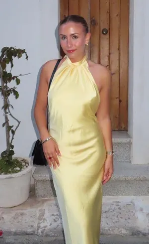 Zara butter Yellow Backless Halter maxi Dress holiday evening wedding thumbnail 7