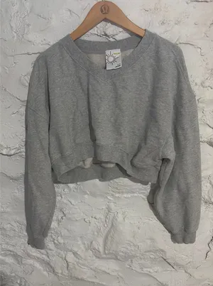OFFLINE by Aerie Cropped Sweatshirt Grey M thumbnail 1