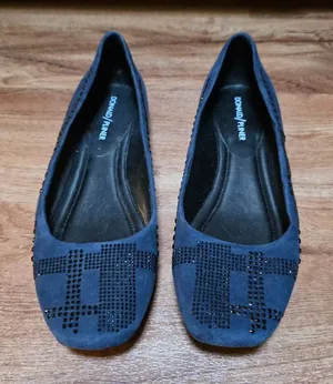 Donald Pliner Navy Suede Rhinestone Embellished Ballet Flats thumbnail 1