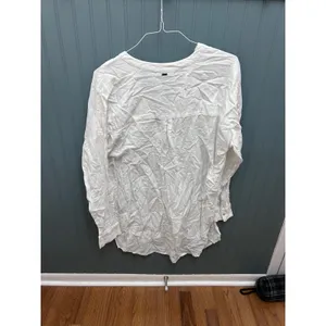 ONeill Womens White Cotton Gauze V-Neck Long Sleeve‎ Tunic Top Size L thumbnail 3