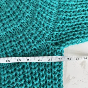 Handmade Chunky Knit Sweater Women XL Teal Turquoise Oversized Balloon Sleeve thumbnail 7