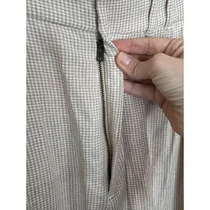 Abercrombie & Fitch Tan White Checked Pants Sz‎ S Linen Blend thumbnail 3