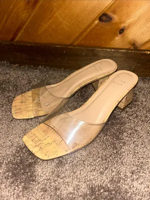 A New Day Harlow Transparent strap & cork block heel Mules thumbnail 3