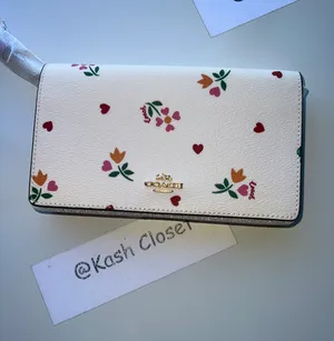 Coach Anna Foldover Clutch Crossbody With Heart Petal Print thumbnail 3