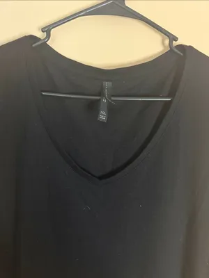 Women's Black V-Neck Long Sleeve Top - Unbranded thumbnail 3