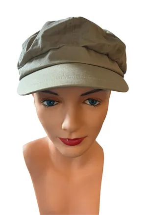 Gap Khaki Cotton Newsboy Cap~Relaxed Paneled Crown~Curved Brim Sz M/L Lined thumbnail 1