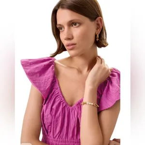Marie Oliver- Lydia Pink Ruffled Top Size Small thumbnail 5