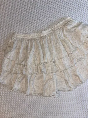 NEW! Free People free-est MILA Neutral Cream Tiered Ruffle Skort Mini Skirt L thumbnail 13