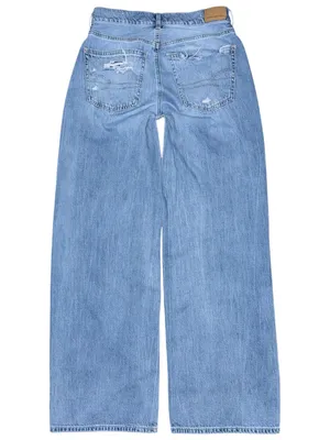 American Eagle Skater Jeans Baggy Wide Leg Distressed Medium Blue Wash Women’s 2 thumbnail 2