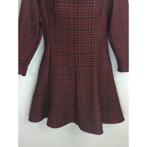 Zara Red & Black High Neck Plaid A-Line Mini Dress Women XS Skater‎ Girl Preppy thumbnail 4