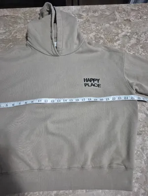 Kerri Rosenthal Beige Boyfriend Hoodie with Color-Block Smiley Back Size Large thumbnail 8