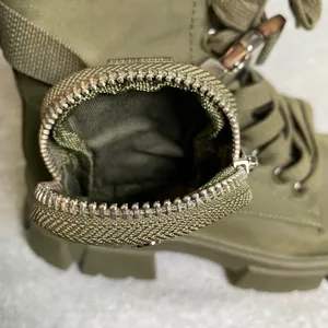 Steve Madden Thora-P Combat Boots Women's Sz 6.5M Olive Green Pouch Lug Sole EUC thumbnail 6