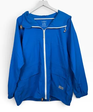 L.L. Bean Women’s Lightweight Blue Hooded Zip Front Jacket W2504 Sz XL thumbnail 1