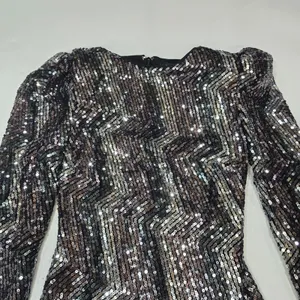 Michael Costello Leanne Mini Dress in Metallic Silver XS thumbnail 5