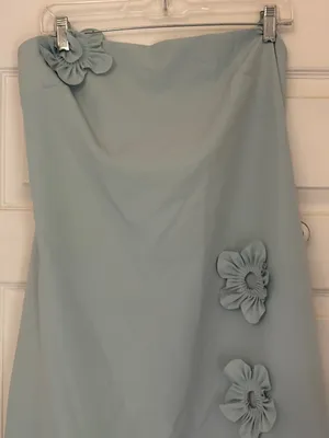 NWT!! Rene Ruiz Strapless Floral Appliqué Dress in Aqua Mint thumbnail 4