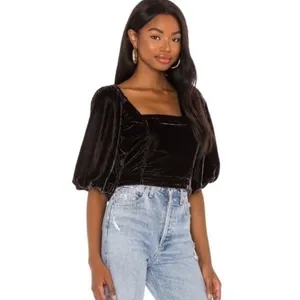 Free People Marie Velvet Open Back in Black thumbnail 4