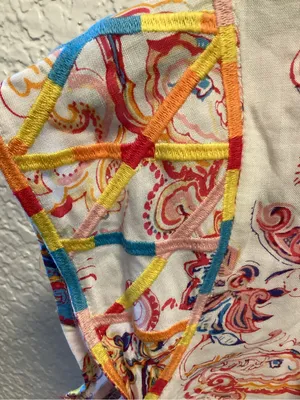 Savanna Jane White Floral Paisley Lattice Cap Sleeve Top thumbnail 4