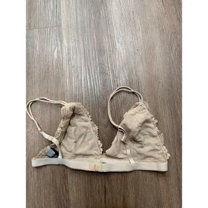 Nollie Womens Floral Lace Triangle Bralette Beige‎ Tan Size L Adjustable Straps thumbnail 4