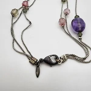 Avon Silver Tone Three-Strand Glass Bead Necklace thumbnail 3
