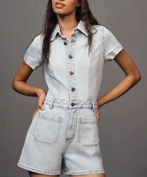 ROLLA'S Sailor Denim‎ Romper Size Large NWT Blue thumbnail 1