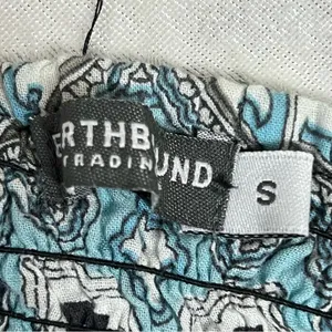 Earthbound Trading Co S Blue White Paisley Flared Leg Pants Womens Wide thumbnail 8
