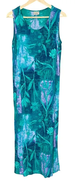 Two Piece Dress Blouse Floral Crinkle Fabric Sleeveless Shift Summer Casual thumbnail 1