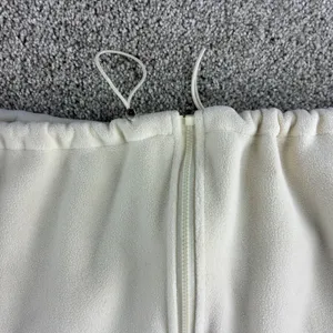 Qinsen Fleece Cropped Jacket‎ Pullover Women's Size Small Cream Y2K Drawstring thumbnail 8