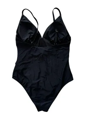 Cupshe | Black Shirring V Neck One Piece Swim Suit Adjustable Size Large NWT thumbnail 6