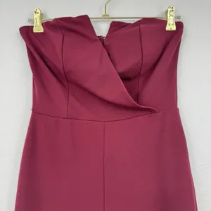 Trixxi Strapless Burgundy Ruched Leg Jumpsuit M Formal Cocktail Evening Romper thumbnail 3
