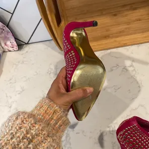Betsey Johnson Faalyn Fuschia Studded Pointed Toe heels rocker size 6.5 quirky thumbnail 9