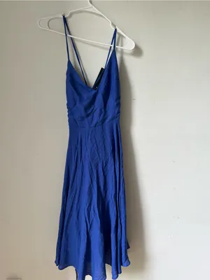 Lulus Troulos Royal Blue Lace Up Midi Dress Size M NWT Open Back Rayon thumbnail 4