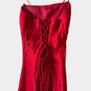 Vintage Y2K Red Satin Lace Up Slip Maxi Dress Size 5/6 Coquette Y2K‎ Glam thumbnail 9