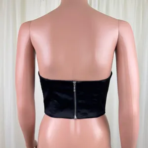 Women's White Fox Strapless Corset Bustier Longline Bra Top Sz Medium Black thumbnail 5
