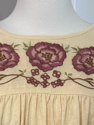Boho Floral Embroidered Babydoll Top Bell Sleeve Easel L NWT thumbnail 8