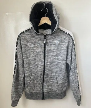 Victorias Secret Pink Hoodie Womens Small Sequins Bling Faux Fur Lounge Campus thumbnail 1