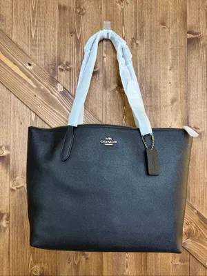 Coach Crossgrain Leather Zip Tote Black Gold Hardware Shoulder Bag NWT (9246) thumbnail 1