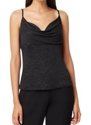 Cowlneck Metallic Camisole Top Black Glitter‎ thumbnail 1