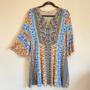 Soft Surroundings Fifi embroidered tunic top, 3/4 bell sleeve, sz M thumbnail 2