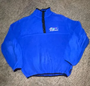 Vintage Sportsmaster USA Polartec Blue Fleece Pullover Jacket - Reach For The Stars - EUC thumbnail 1