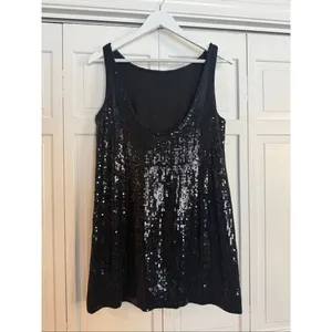 Free People Vintage black sequin scoop back tank dress 6 thumbnail 5