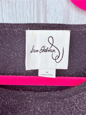 Sam Edelman Satin Slipdress Metallic Sparkle Boat Neck Sweater Black 14 thumbnail 4