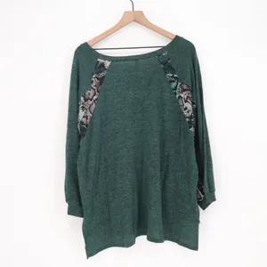 NY Collection Top Womens 2X Green Snakeskin Raglan Sleeve Excellent thumbnail 4