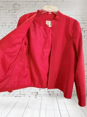 70’s retro Red Ultrasuede jacket with a boho vibe, size M thumbnail 1