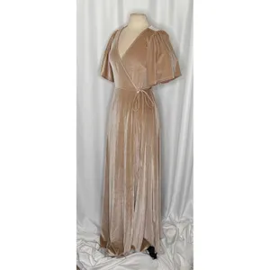 BALTIC BORN Meghan Velvet Wrap Maxi Dress Champagne Holiday Party Stretch Large thumbnail 6