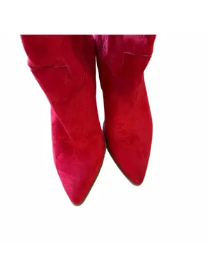 Women's Tall Red Faux Suede Western Theme Block Heel Boot Size 6.5 #2602028 thumbnail 6