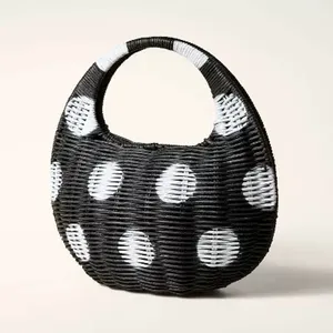 NWT Kate Spade x Target Polka Dot Wicker Crescent Saddle Bag‎ Black/White thumbnail 2