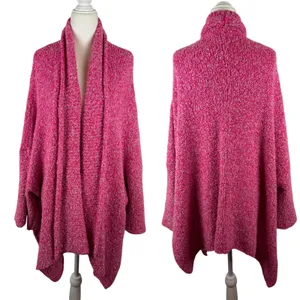Free People Slouchy BFF Cardigan Large Pink Prickly Pear Oversized Boucle Knit thumbnail 2