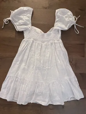 Boho Pink white linen Mini Dress thumbnail 3