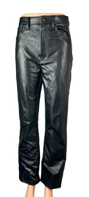 Abercrombie & Fitch Faux Vegan Leather High Rise Straight Trousers Dress Pants 4 thumbnail 1