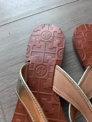 Tory Burch Thora Sandal Flip Flops Gold 9 Metallic Glitter thumbnail 2